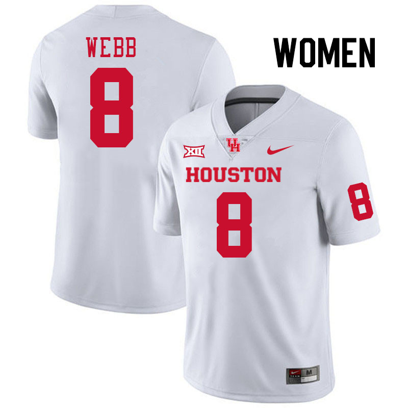 Women #8 Kentrell Webb Houston Cougars College Football Jerseys Stitched-White